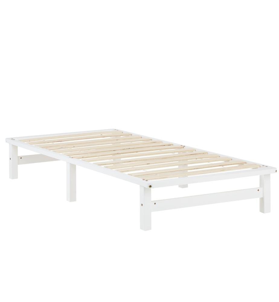 Lit en bois sur palette 90x200 cm bois massif blanc