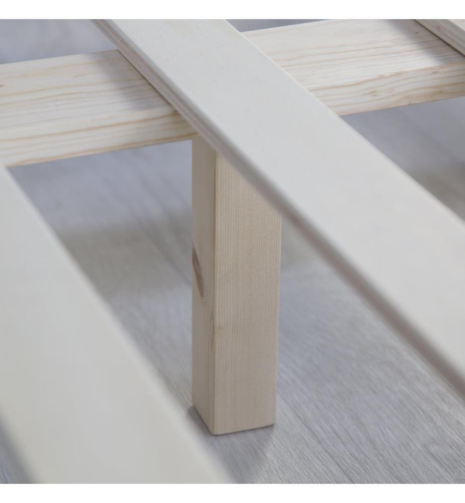 Lit double en bois 180x200 cm Bois massif Gris