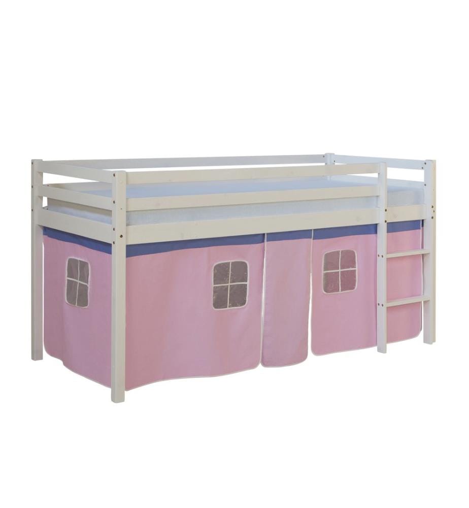 Letto a soppalco Letto per bambini 90x200 cm in legno bianco-rosa