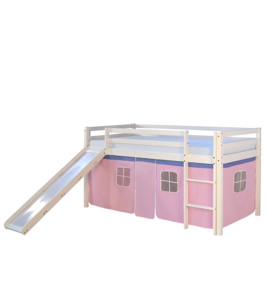 Letto a soppalco Letto per bambini 90x200 cm in legno bianco-rosa
