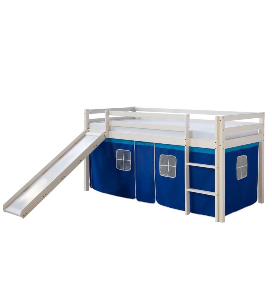 Letto a soppalco Letto per bambini 90x200 cm in legno bianco-blu