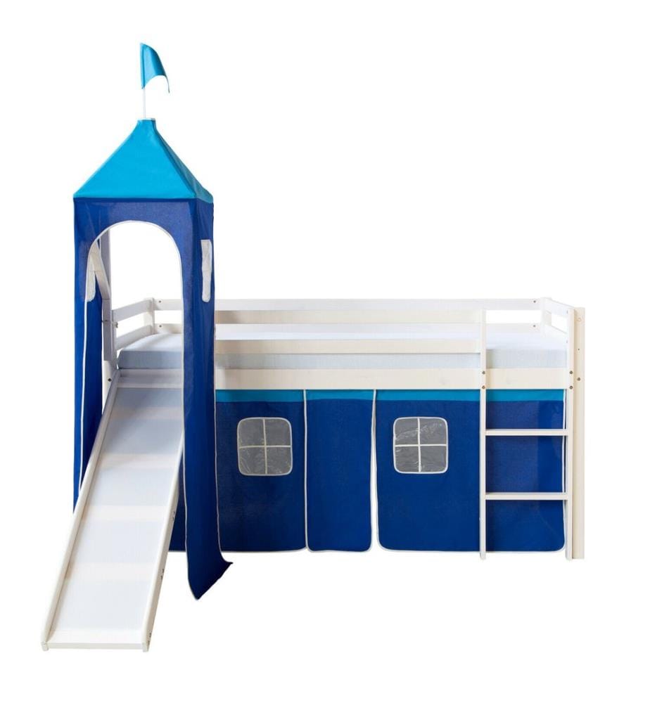Letto a soppalco Letto per bambini 90x200 cm in legno bianco-blu