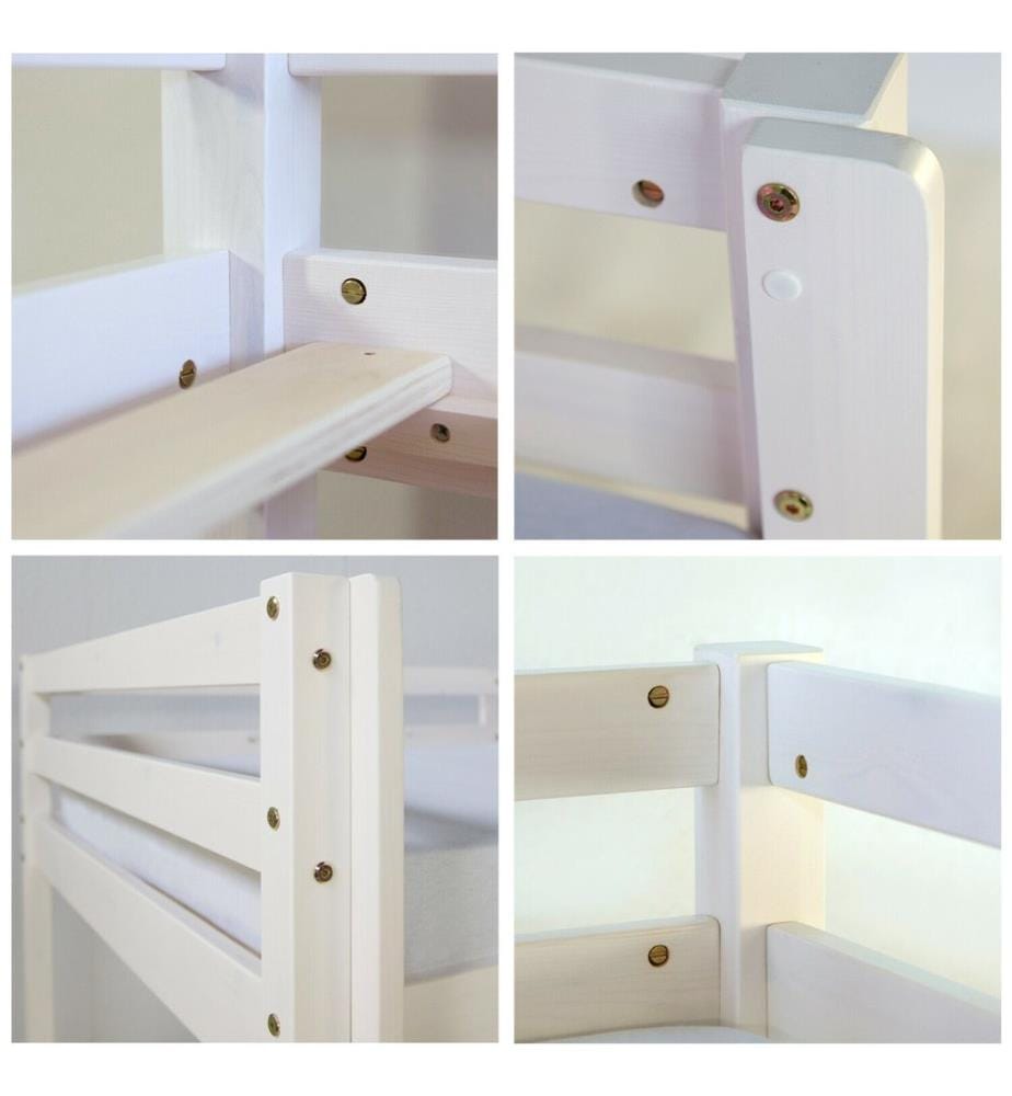 Letto a soppalco Letto per bambini 90x200 cm in legno bianco-rosa
