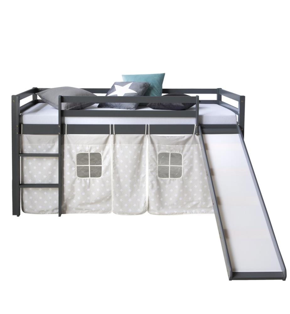 Letto a soppalco per bambini 90x200 cm in legno grigio-bianco