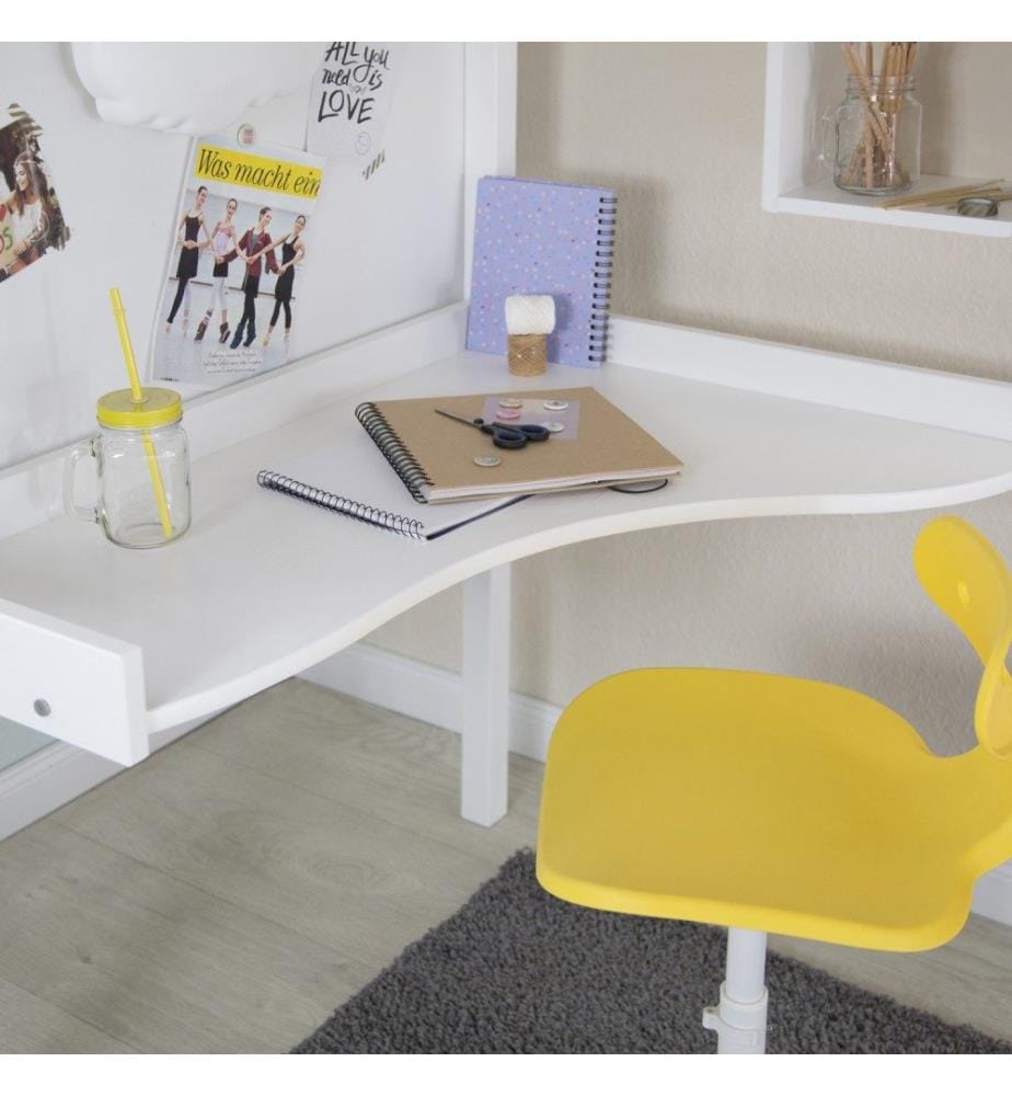 Letto a soppalco Letto per bambini 90x200 cm in legno bianco