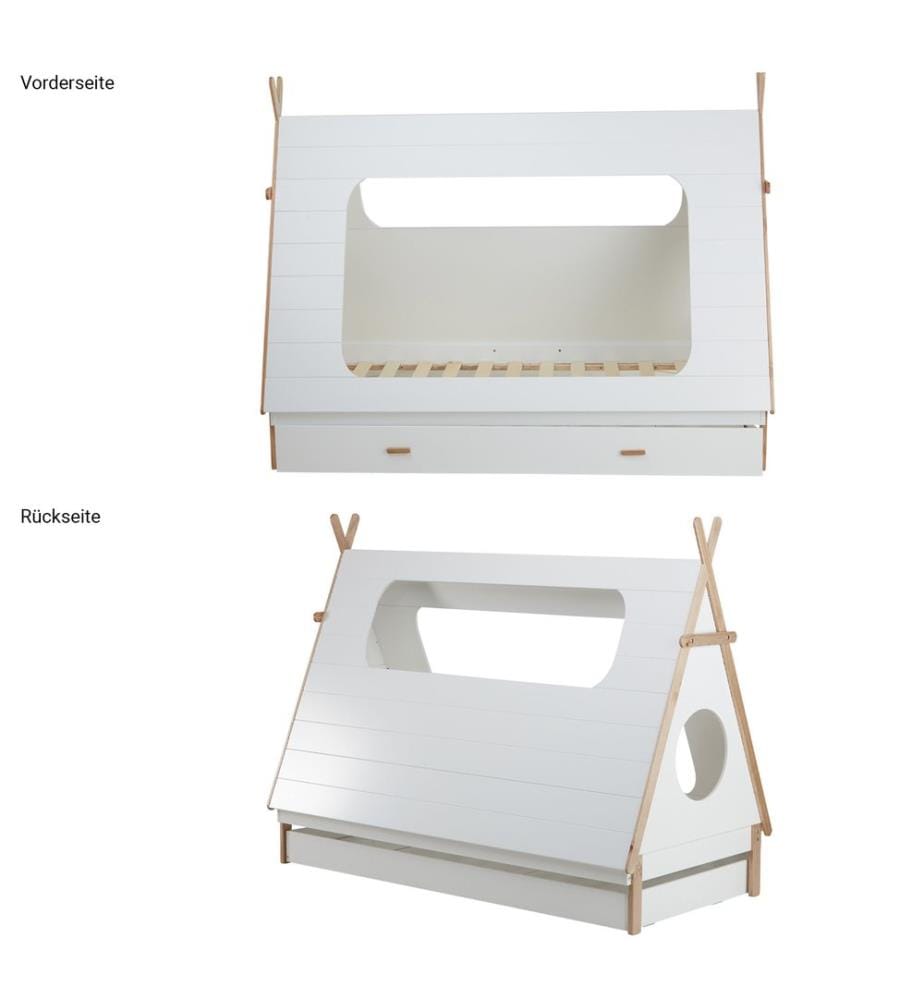 Lit d'enfant 90x200 cm en bois blanc-naturel