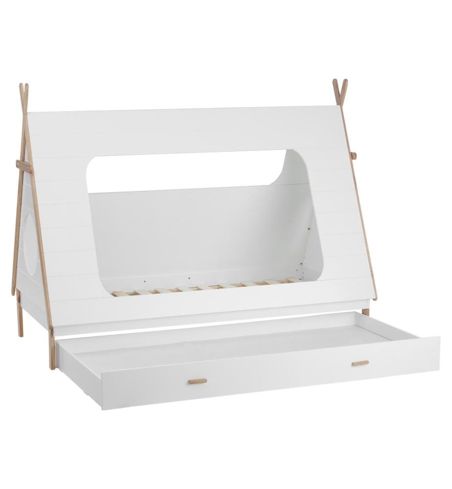 Lit d'enfant 90x200 cm en bois blanc-naturel