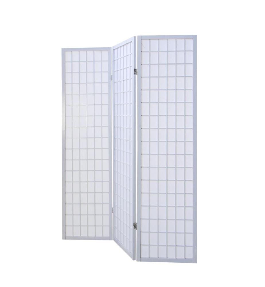 Paravent Séparation de pièce 3 éléments Shoji en bois Blanc