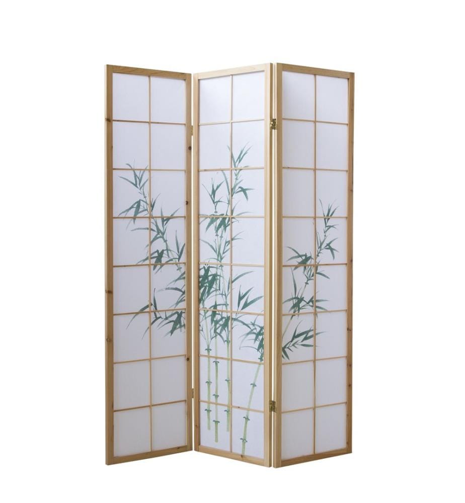 Paravent Séparation de pièce 3 éléments Shoji en bois naturel