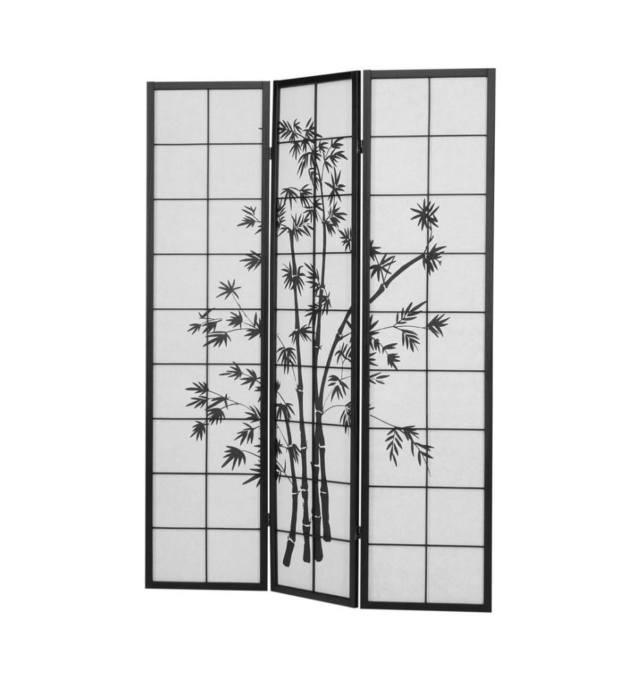 Paravent Séparation de pièce 3 éléments Shoji en bois Noir