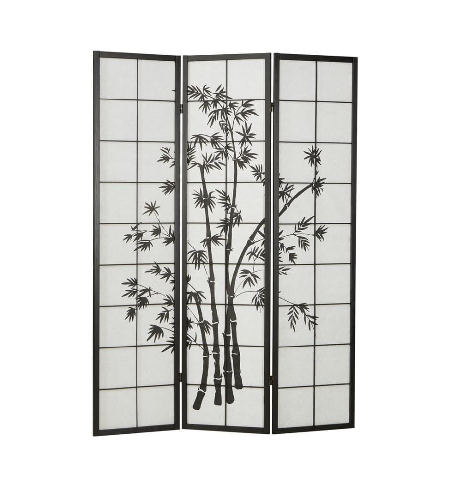 Paravent Séparation de pièce 3 éléments Shoji en bois Noir