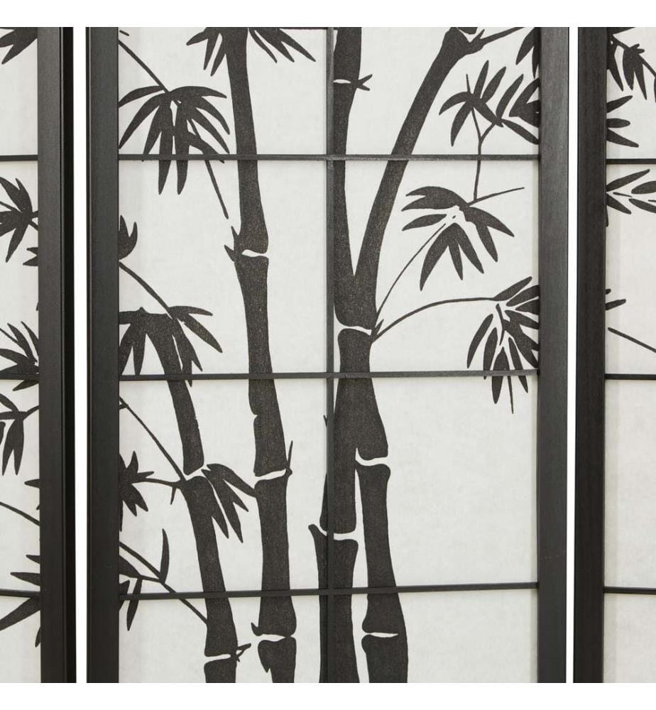 Paravent Séparation de pièce 3 éléments Shoji en bois Noir