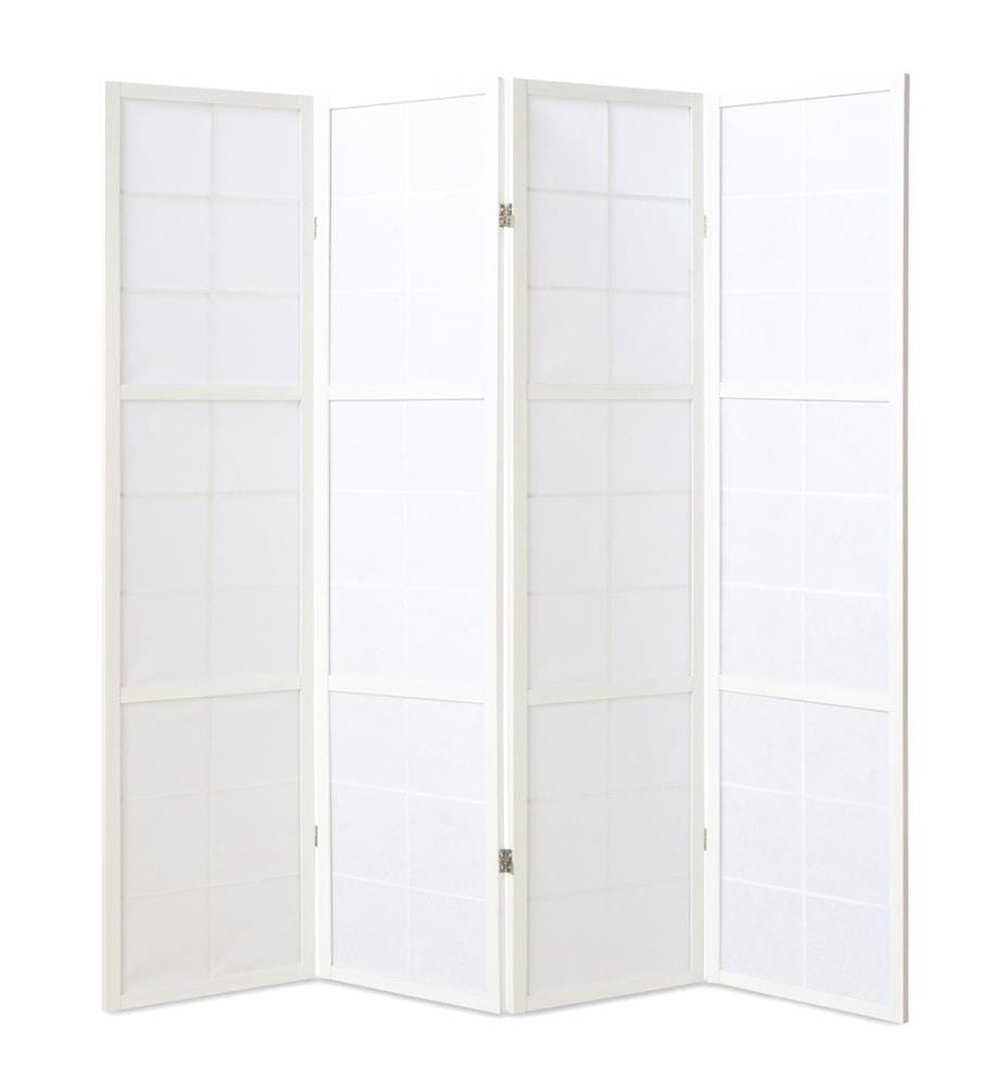 Paravent Séparation de pièce 4 éléments Shoji en bois Blanc