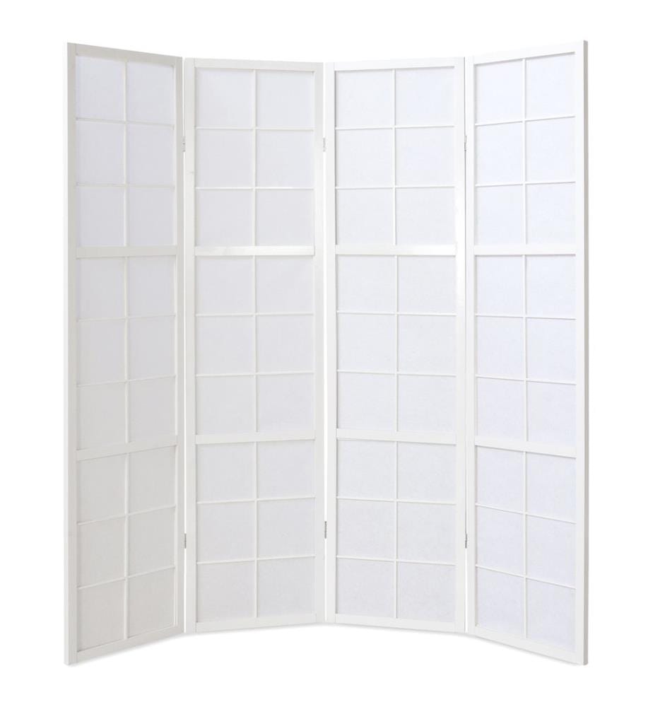 Paravent Séparation de pièce 4 éléments Shoji en bois Blanc
