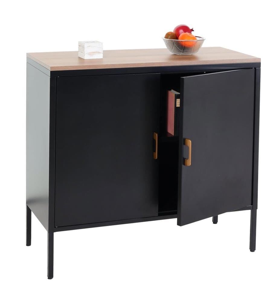 Ko mmode credenza armadio 2 ante metallo 90x90x40 cm nero