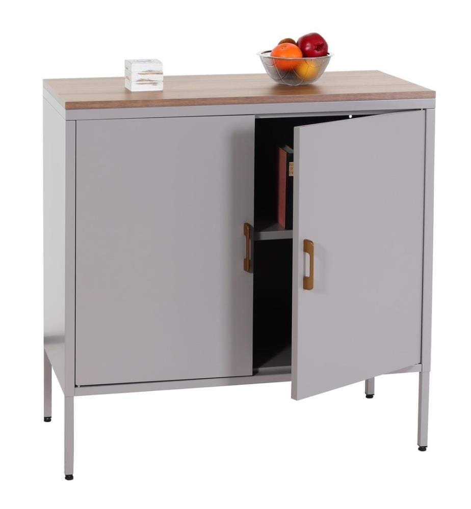 Ko mmode Sideboard Schrank 2 Türen Metall 90x90x40 cm grau