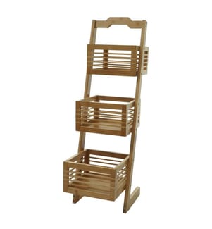 Scaffale JAM-M21 Scaffale in piedi Scaffale da bagno 77x23x30 cm Bambù