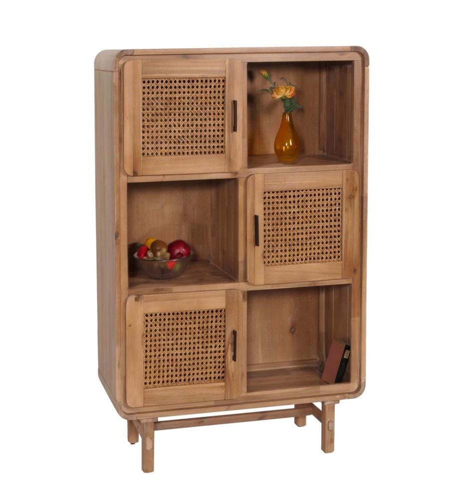 Highboard Ko mmode rotin acacia massif teinté 141x90x35 cm