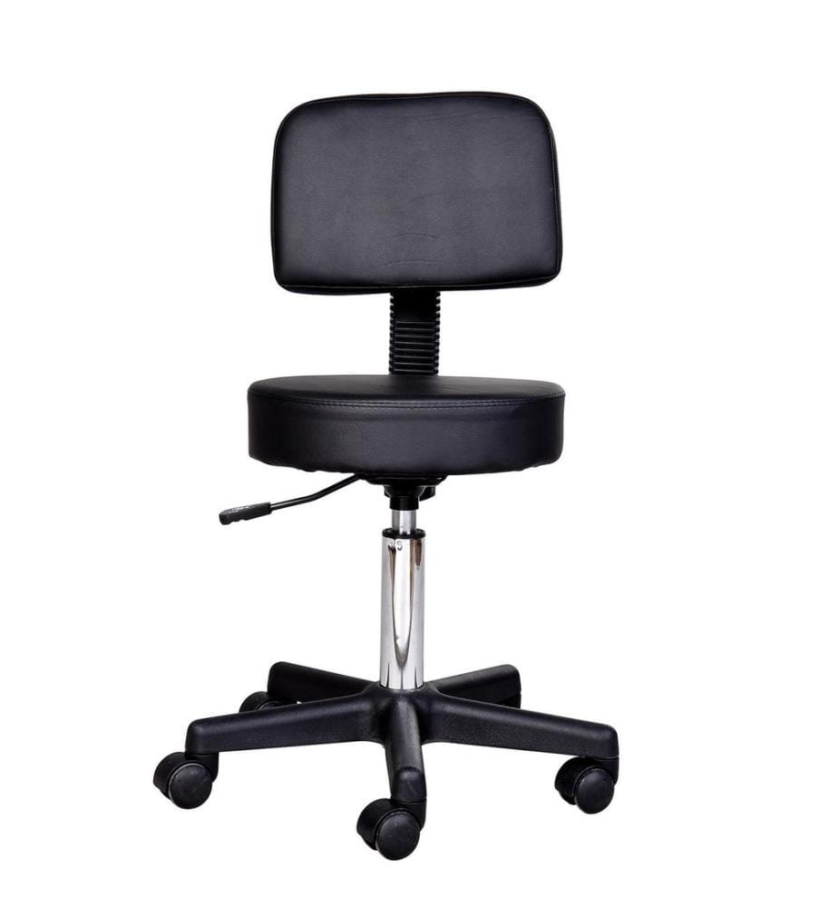 Rollhocker mit Lehne Arbeitshocker Kosmetikhocker schwarz