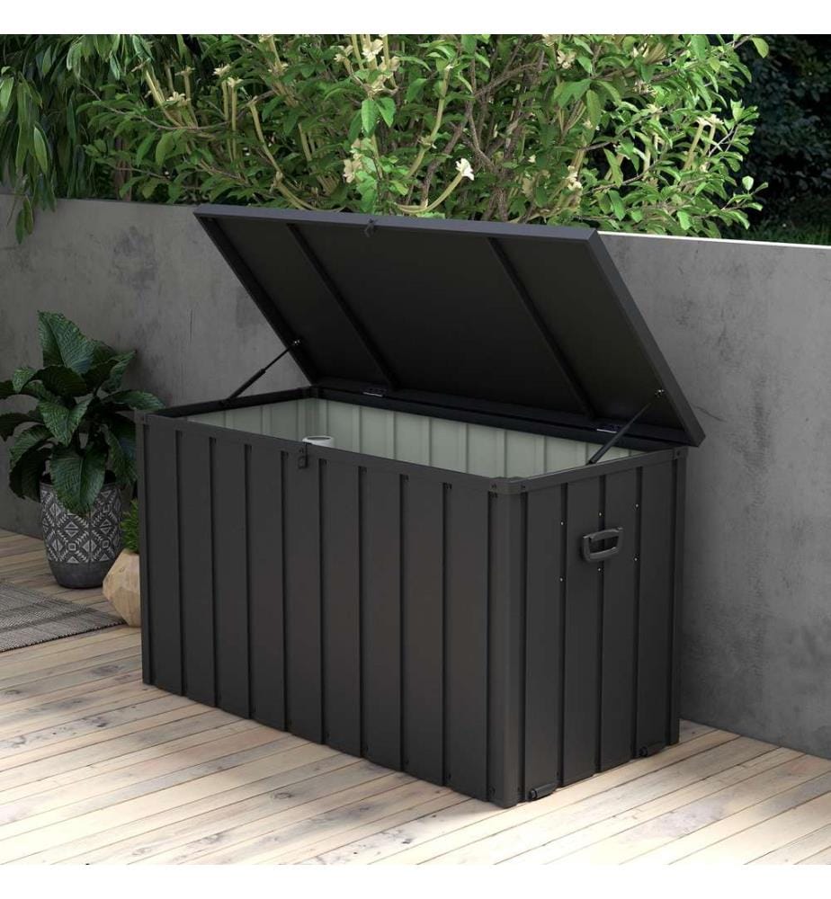 Cassetta da giardino 450L Cassetta per cuscini in metallo 125x61x70 cm Cassetta di stoccaggio