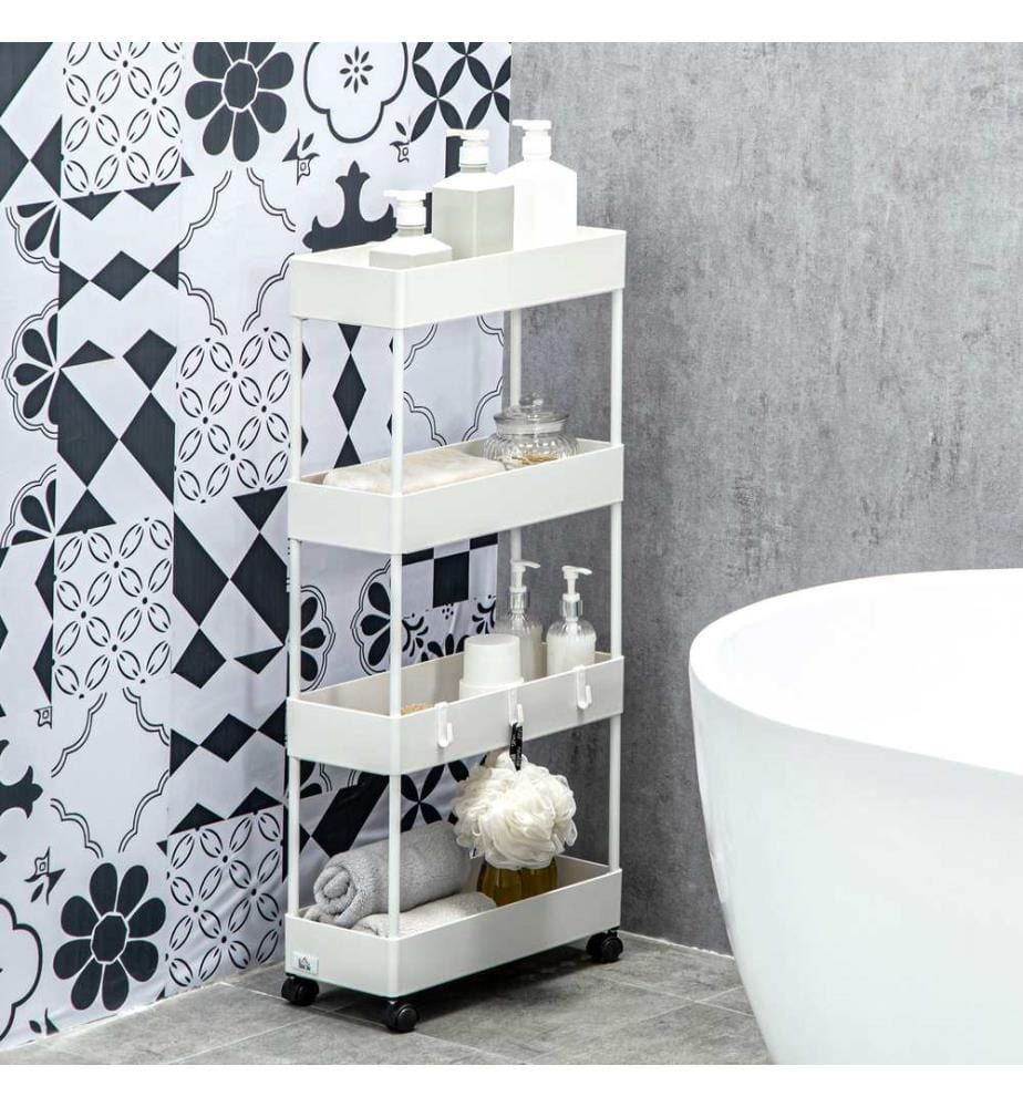 Trolley Kitchen shelf Storage shelf with 4 shelves White