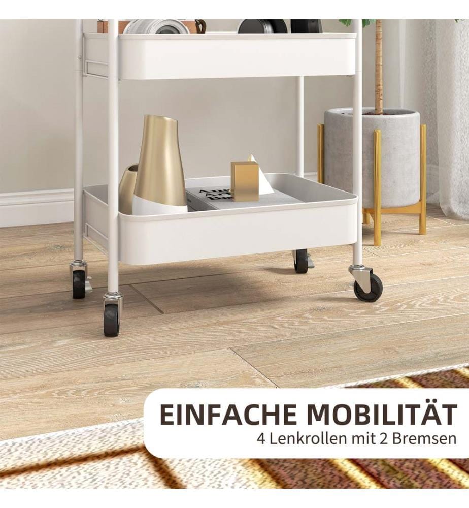 Servierwagen Küchenwagen Rollwagen mit 3 Etagen Weiss