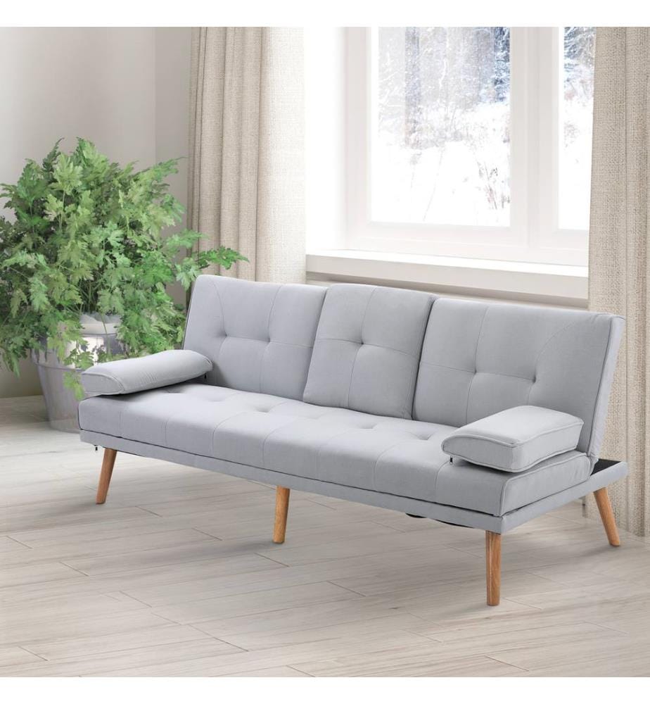 3-Sitzer Sofa Schlafcouch Gästebett 181x77x72 cm Hellgrau