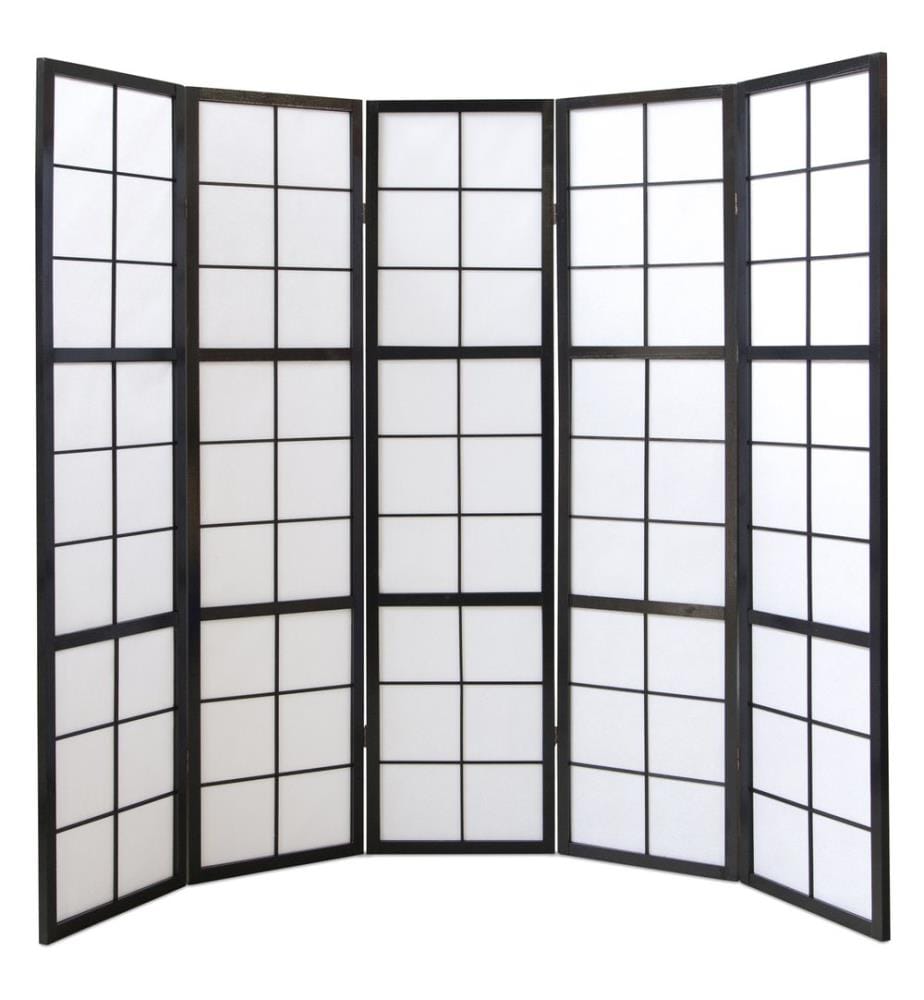 Divisorio per ambienti 5 pezzi in legno shoji nero