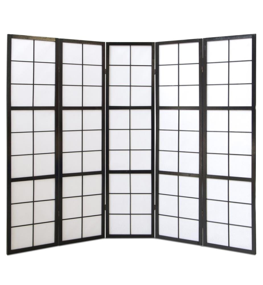 Divisorio per ambienti 5 pezzi in legno shoji nero