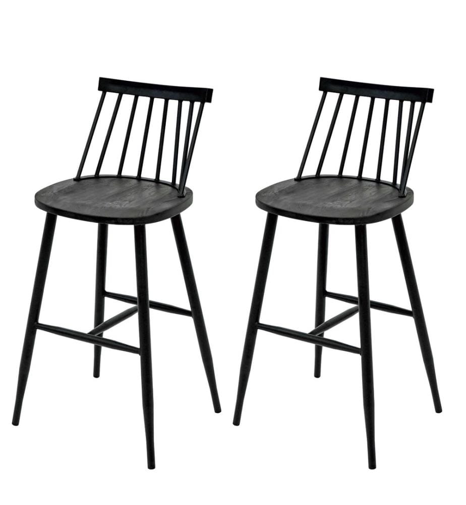 2x Barhocker Industrial Chic Massivholz anthrazit