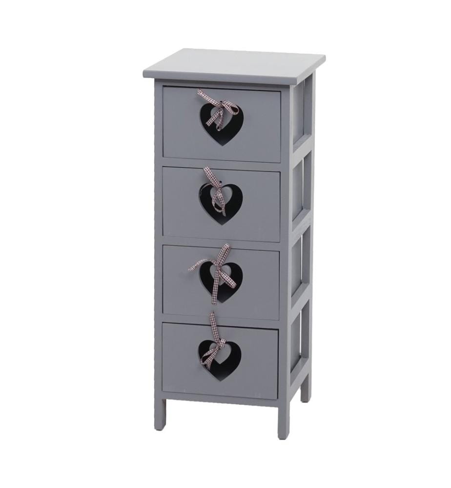 Shabby Ko mmode Forli 4 tiroirs avec coeurs