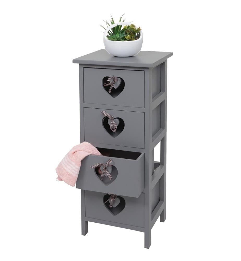 Shabby Ko mmode Forli 4 tiroirs avec coeurs