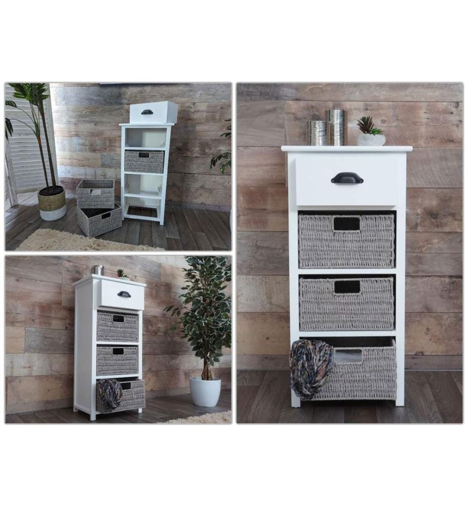 Ko mmode JAM-K84 avec paniers Bois FSC blanc Paniers gris