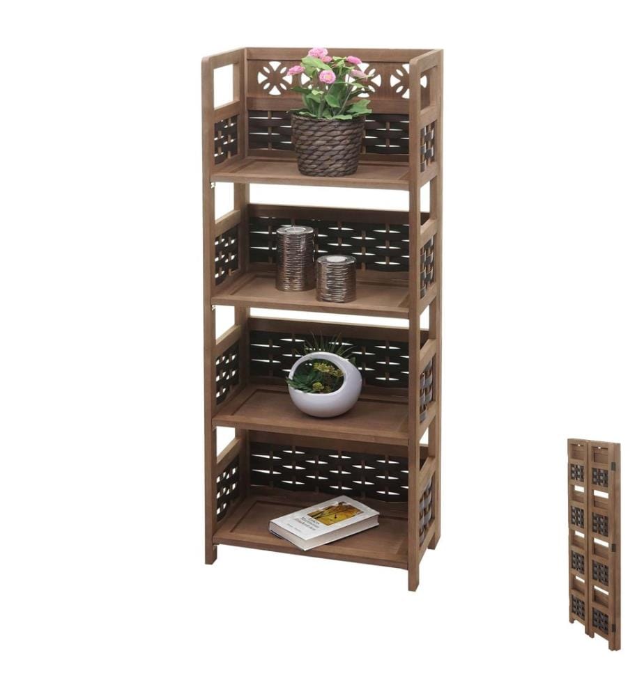 Shelf JAM-K86 Standing shelf foldable 110 cm wickerwork dark brown