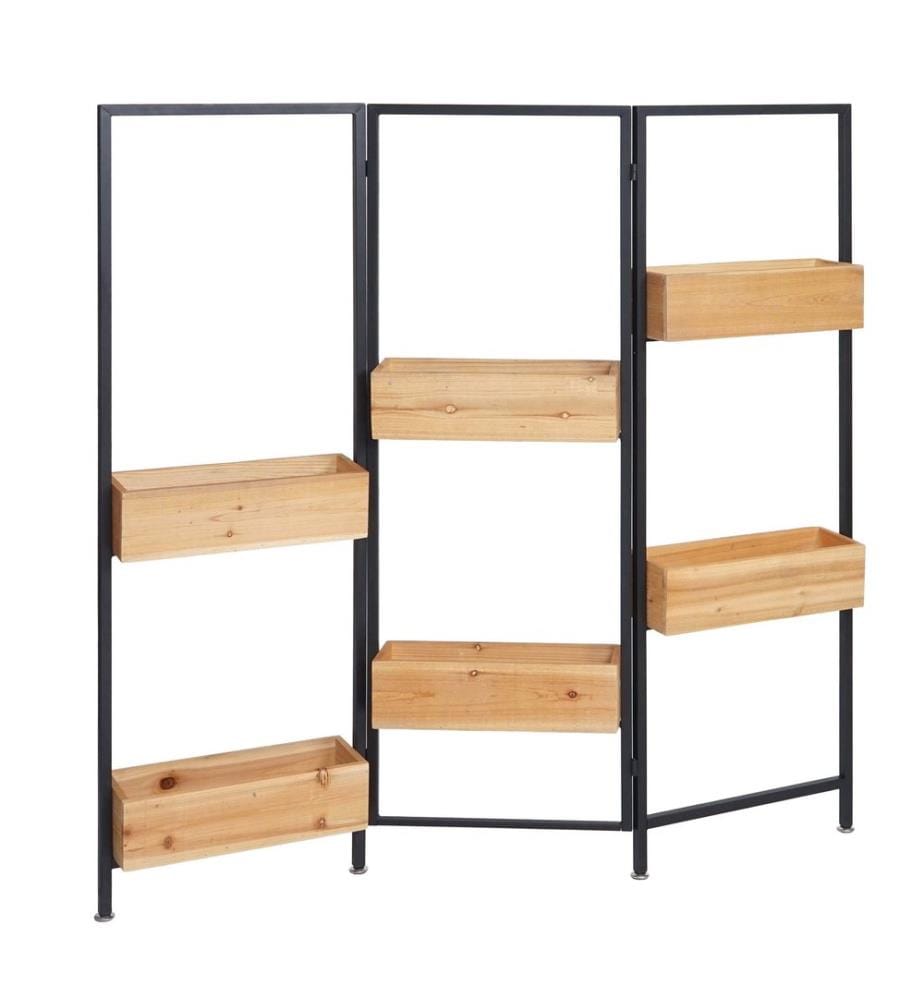 Séparation de pièce avec jardinière JAM-L32 bois-acier 116x118 cm