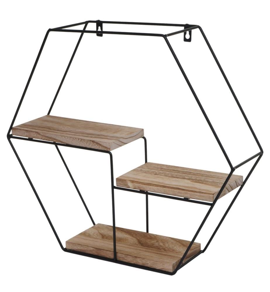 Scaffale a parete HWC-K76 3 ripiani Industrial 43x49x11 cm