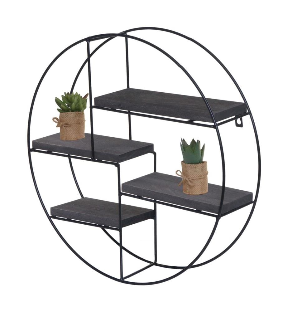 Scaffale a parete HWC-K76 4 ripiani Industrial 45x45x11 cm