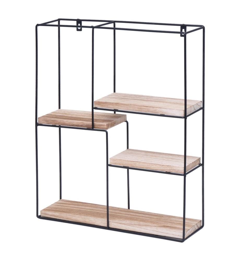 Scaffale a parete HWC-K76 4 ripiani Industrial 51x40x11 cm