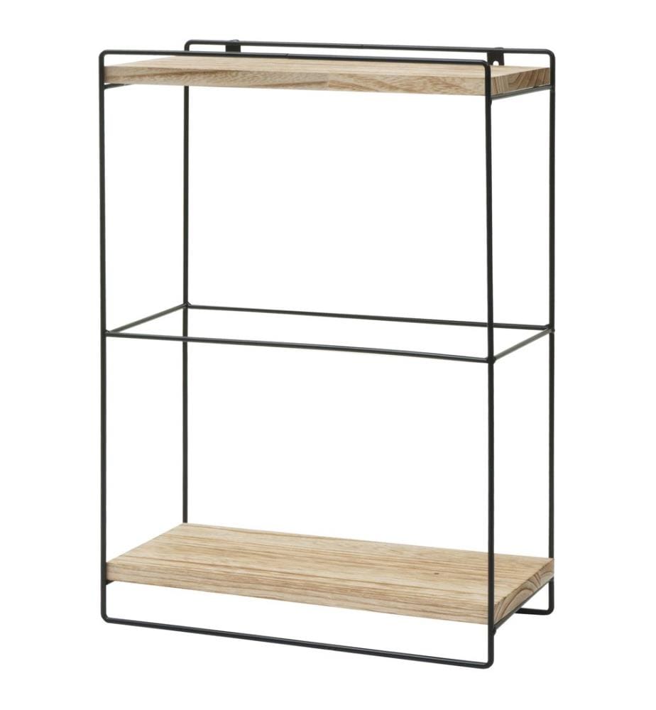 Étagère murale JAM-K77 Étagère de cuisine industrielle 50x35x17 cm bois métal naturel