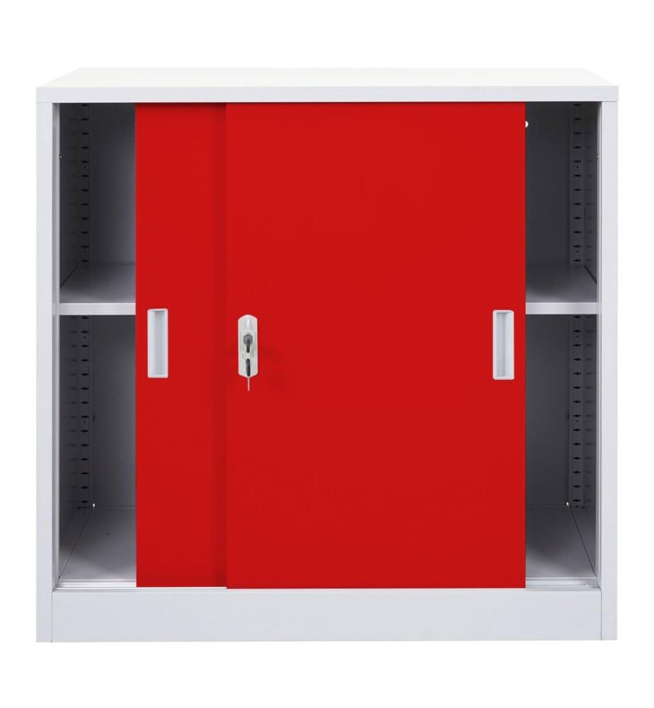 Aktenschrank Boston mit Schiebetüren 90x90x45 cm rot