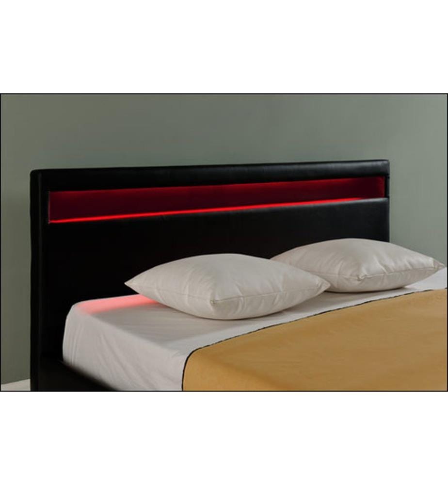 Lit en similicuir Paris avec éclairage LED RGB 140x200 cm Corium