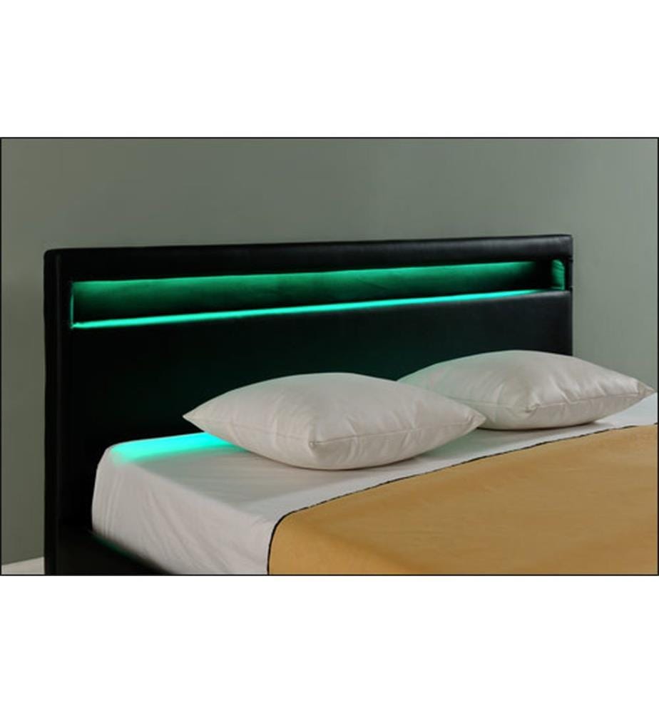 Lit en similicuir Paris avec éclairage LED RGB 140x200 cm Corium