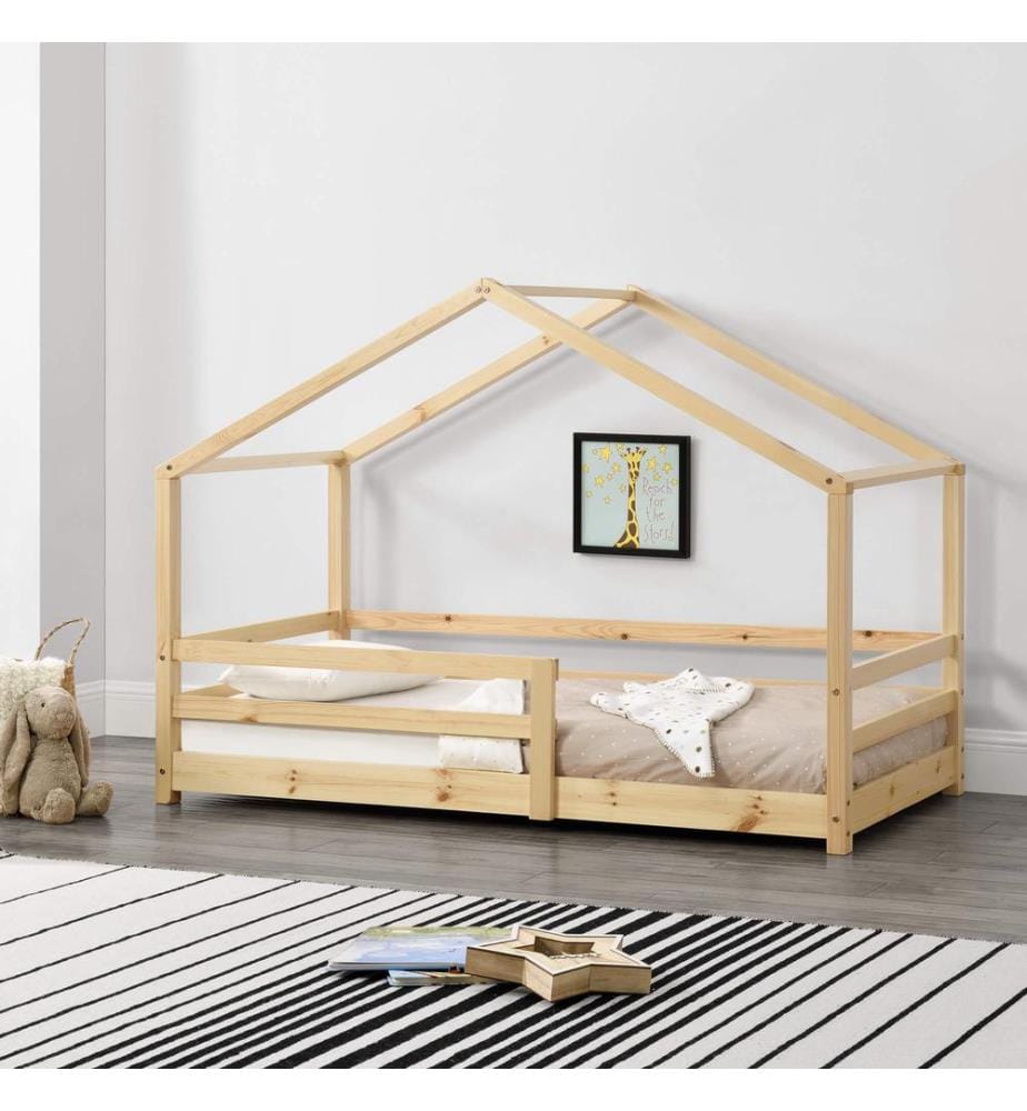 Kinderbett Knätten 90x200 cm mit Rausfallschutz Holz