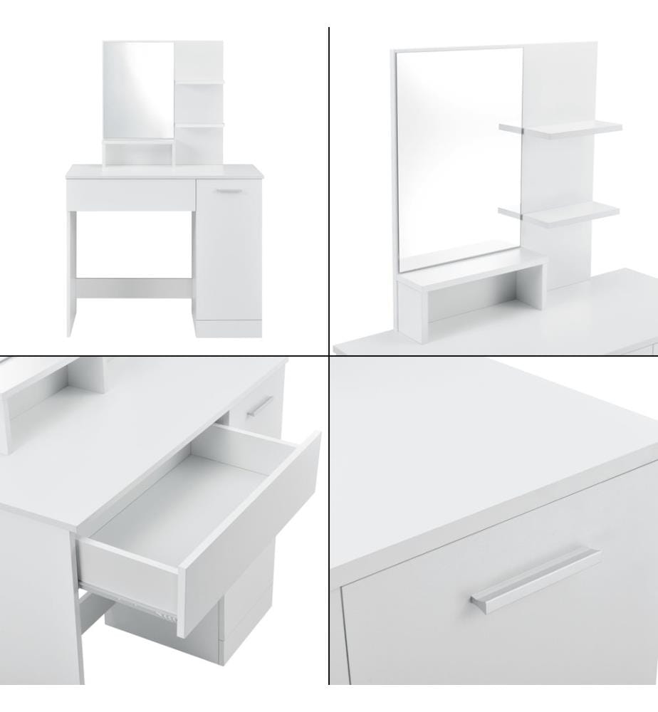 Tavolino Krugersdorp 138x90x38 cm con ripiani Bianco
