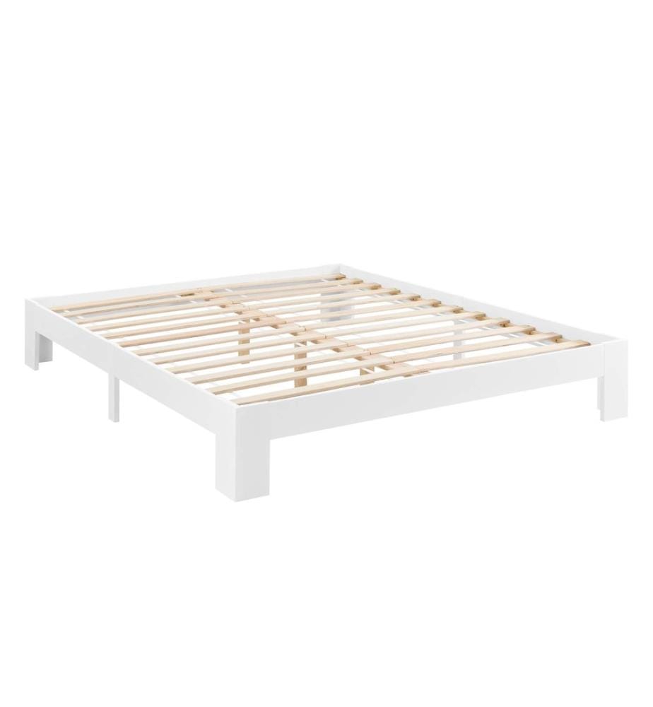 Letto in legno Raisio 140x200 cm con rete a doghe bianca