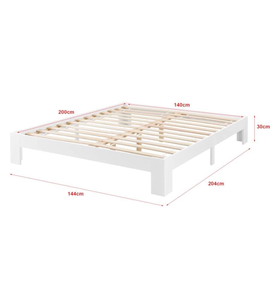 Letto in legno Raisio 140x200 cm con rete a doghe bianca