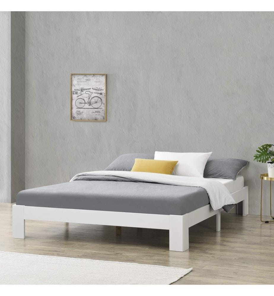 Wooden bed Raisio 180x200 cm with slatted frame white
