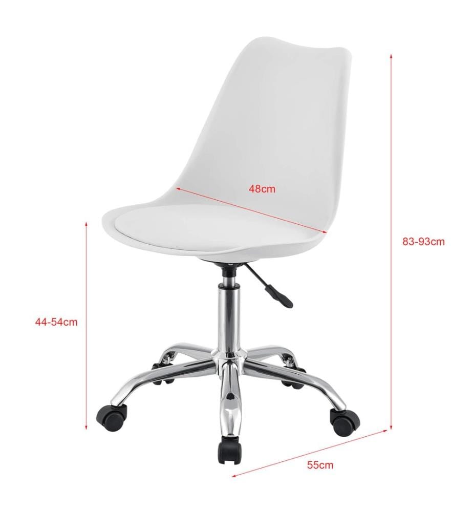 Chaise de bureau Atherton similicuir blanc
