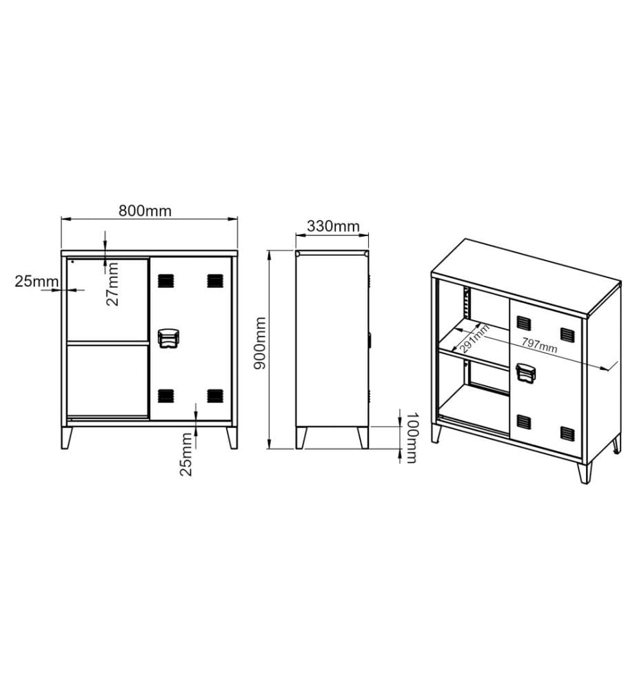 Armoire métallique Ko mmode Oripää 90x80x33 cm Blanc