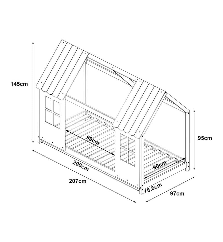 Letto per bambini semiaperto Tostedt 90x200 cm Bianco